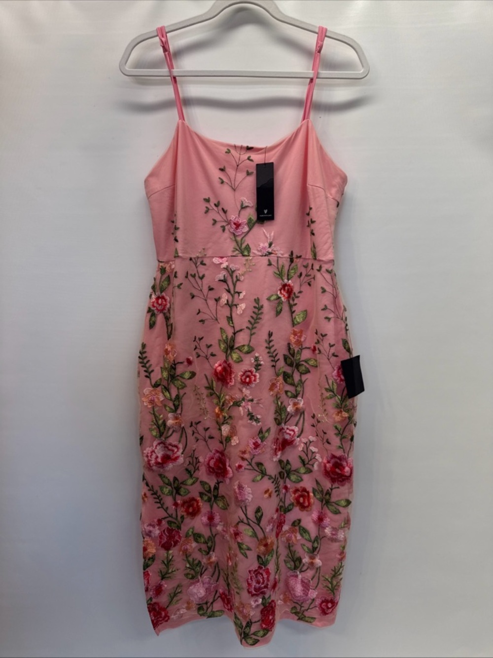 NWT Lulus Sz L Blooming For Love Pink Floral Embroidered Midi Dress Party Prom - Picture 4 of 15